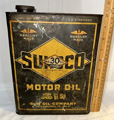 $202.50 • Buy Antique Sunoco Motor Oil Sun Company Philadelphia Pa Tin Litho Early Narrow Can