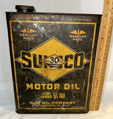 $202.50 • Buy Antique Sunoco Motor Oil Sun Company Philadelphia Pa Tin Litho Early Narrow Can