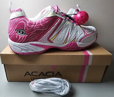 Acacia Dinkshot Unisex White/Pink Pickleball Shoes Size Women’s 13 Men’s 11.5 • $25.46