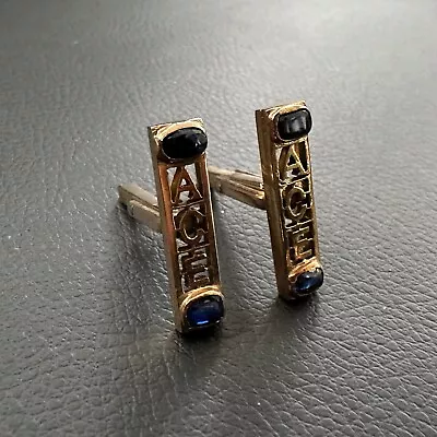 Vintage Pair Of 9ct Yellow Gold & Sapphire Stone 'ace' Cards Gambling Cufflinks • $850