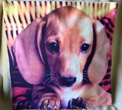 £6.99 • Buy 🇬🇧 Soft Cushion Cover With A Beautiful Dachshund Puppy