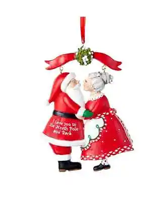 Kurt Adler Resin Mr & Mrs Claus Kissing Under Mistletoe Christmas Ornament C8800 • $14.88