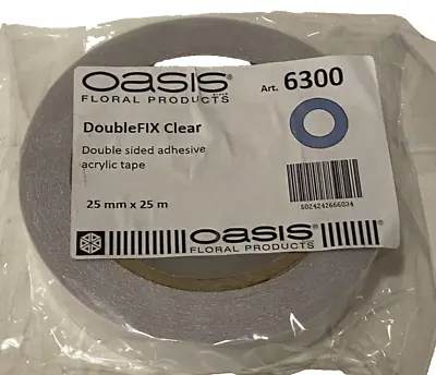 1 Roll Of 25mm X 25m Oasis Double Fix Clear Double Sided Adhesive Acrylic Tape • £9