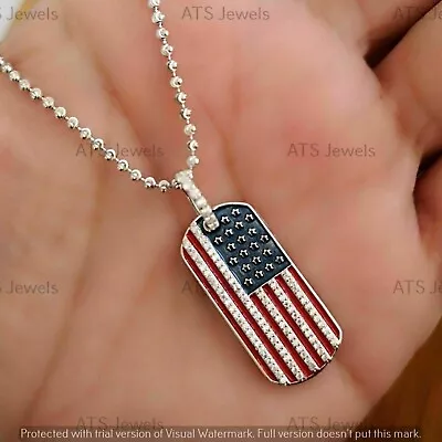 0.50 Ct Round Cut Lab-Created Diamond USA Flag Pendant Real 925 Sterling Silver • $124.78