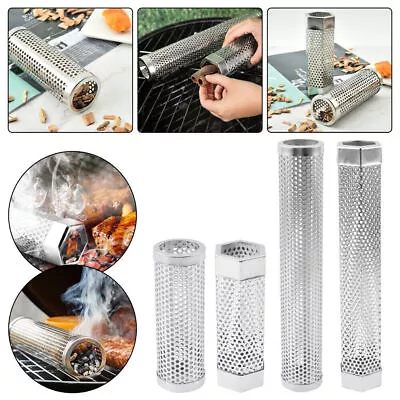 Stainless Steel BBQ Grill Pellet Smoker Tube Hot Cold Smoke Generator 6/12'' S • £7.42