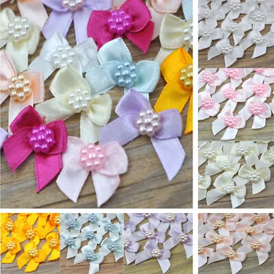 10-100 Pcs Mini Satin Ribbon Flowers Bows Craft Wedding Decoration Ornament • $0.99