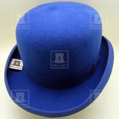 RETRO Wool Felt Dura Bowler Derby Top Hat Costume Men Women | 59cm | Blue • $66