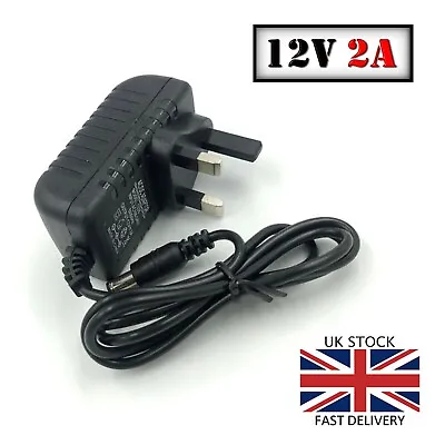 12V 2A Power Supply UK Plug AC/DC Adapter Charger For LED Strip CCTV Camera • £6.99