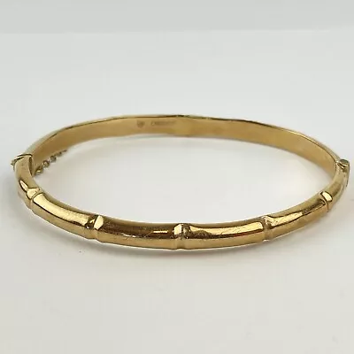 Vintage 9ct Yellow Gold Bamboo Effect Hollow 5mm Hinged Bangle 6.5cm X 5.2cm • £349