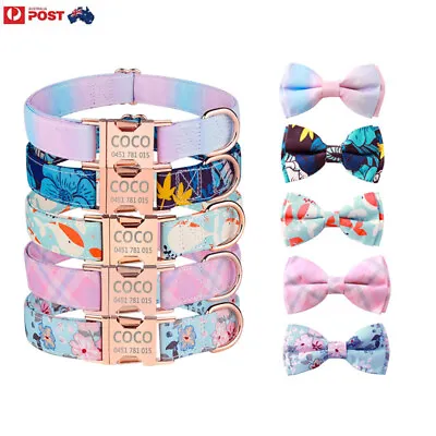 $14.99 • Buy Personalised Dog Collar With Detachable Bow Tie Custom Name / Number AU Seller