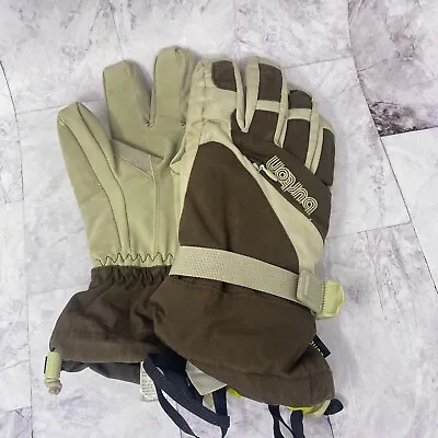 Burton Ski Snowboarding Gloves Mens M Medium Beige Zip Pockets Drawstring Warm • $18.99