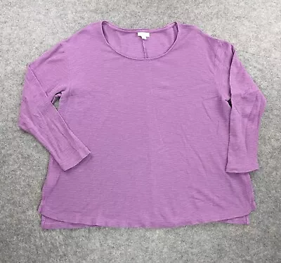 J Jill Shirt Women 2X Plus Purple Long Sleeve Pullover Stretch Knit Cotton Rayon • $29.98