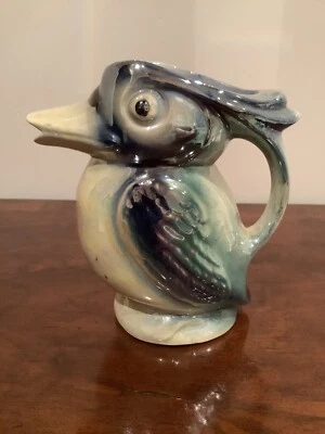 Blue & Peach Art Deco Lustreware Kookaburra / Kingfisher Jug J Cooper & Co C1920 • £9.99