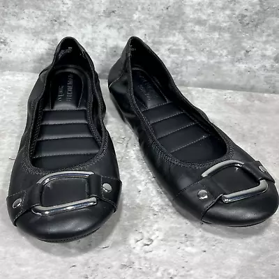 Adam Tucker By Me Too Nellie Slip On Ballet Flats Women's Sz 8 M Black Leather • $19.98