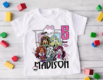 Monster High Custom Birthday T Shirt Kids Size 5 White Short Sleeve • $17.99