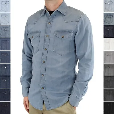 Wrangler Men's Barstow Western Shirt Long Sleeve 2-Pocket 100% Cotton Snap-Up • $21.99