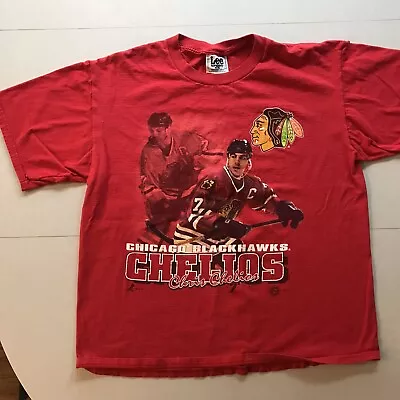 Vintage Chris Chelios Shirt Chicago Blackhawks Size XL Lee • $40