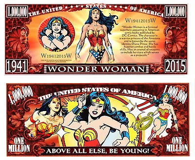 Wonder Woman Million Dollar Bill Play Funny Money Novelty Note +FREE SLEEVE • $1.69