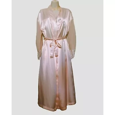 Alexandra Nicole Peignoir Set Pale Pink Gown L Robe S Lace Beads Embellishments • $32.79