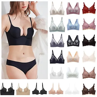 Womens Low Back Bra Wire Lifting Deep U Shaped Backless Bra With Clear Straps • £12.60