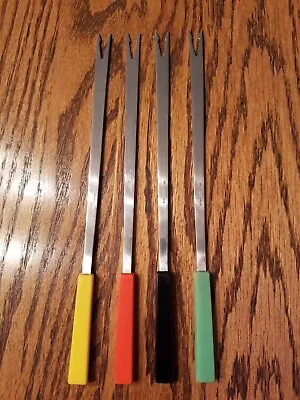 Vintage Stainless Steel Fondue Forks Set Of 4 Multicolored Handles Made In Japan • $9.75