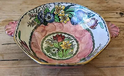 £9.99 • Buy Vintage Maling Ware Octagonal Bowl Shell Handles Springtime Pattern 6525 16cm D