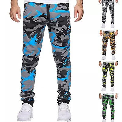 Men's Camouflage Jogging Sweatpants Combat Gym Sports Cargo Joggers Trousers~ US • $24.24