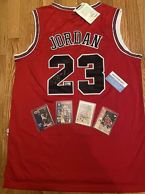 Michael Jordan Bulls Signed Autographed NBA Champ Year Red-Black Jersey W/COA • $499.95