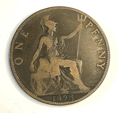 126 Years Old - 1898 One Penny Coin - Bronze - Queen Victoria • £3.95