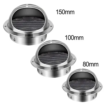 Stainless Steel Exterior Wall Air Outlet Grille Round Heating Cooling Vent-Cover • £8.59