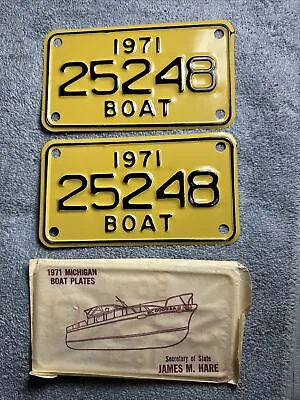 1971 Michigan Boat License Plate Pair 25248 New Old Stock • $15