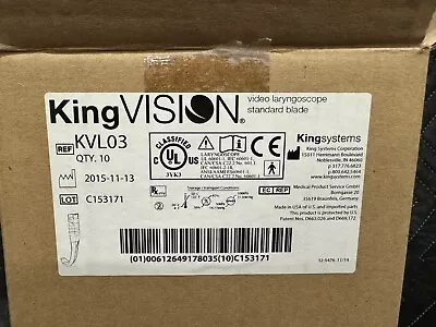 King Vision Video Laryngoscope KVL03 Case Of 10 • $675