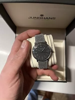 Junghans Max Bill Hand Wound Grey 34mm No Longer Made 027 3602.00 • $450