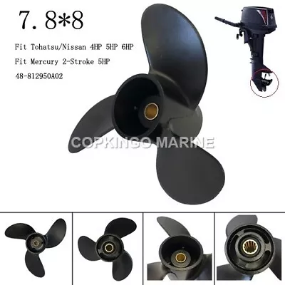 Boat Propeller For Mercury Tohatsu/ Nissan Outboard 4HP 5HP 6HP 12 Tooth 7.8x8 • $29.99