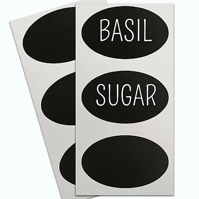 6 X LARGE CHALKBOARD LABELS 9cm Reusable Blank Jar Stickers Kitchen Pantry Tags • £2.48