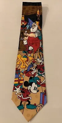 Vintage Disney Christmas Tie Mickey Mouse Pluto Santa Claus • $17