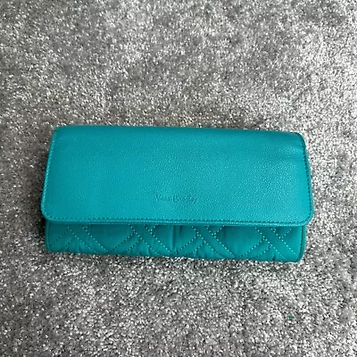 Vera Bradley Trifold Quilted Clutch Wallet Teal Snap • $12.99