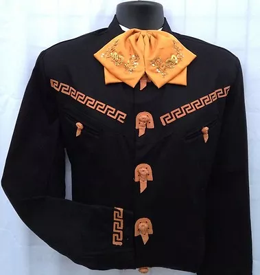 Mexican Western Shirt W/ Leather Stiching. Camisa Charra Con Greca De Piel • $109.95