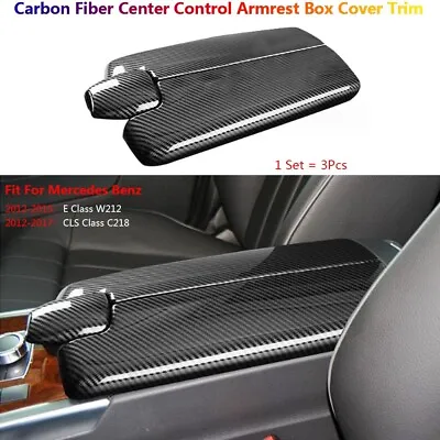 Carbon Center Console Armrest Box Cover Trims For Mercedes Benz E CLS W212 C218 • $43.69