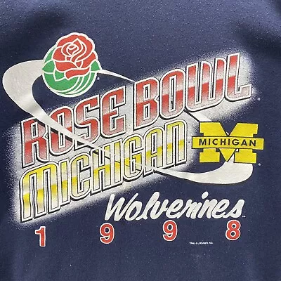 University Of Michigan Wolverines Sweatshirt Mens Navy 1998 Rose Bowl Champion • $44.95