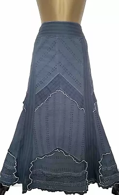 EMBROIDERED MAXI SKIRT By NEXT UK 18 VGC GREY LINED LACE TRIMMED ZIP 100% COTTON • £3.99