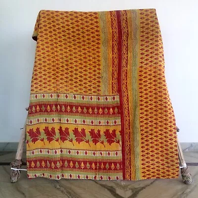 Handmade Vintage Kantha Embroidery Twin Blanket Throw Boho Hippie Bedspread • £22.74