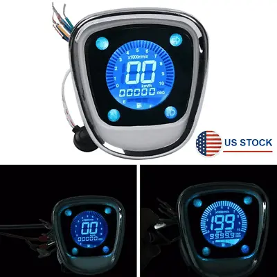 US 12V Motorcycle Speedometer LED Digital Odemeter Tachometer RPM MPH KM/H Gauge • $44.67