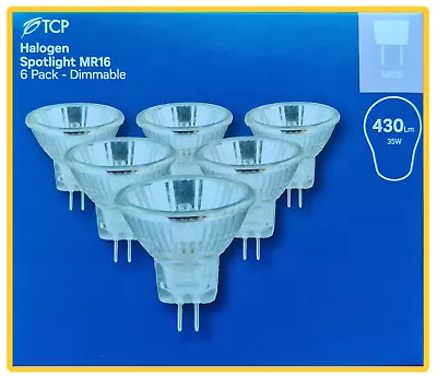 TCP 💫 Pack Of 6 Halogen Spotlights MR16 - Dimmable  - Warm White - 35w - 430Lm • £6.50