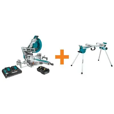 Makita 12 Inch Dual Slide Compound Miter Saw Laser And Stand Charger Batteries • $1646.95