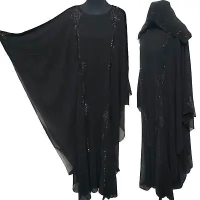 Luxury Women Black Abaya With Stones Work • £53