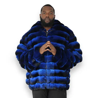 Multicolor Mens Chinchilla Jackets Winter New Natural Rex Rabbit Fur Lapel Coats • $722.36