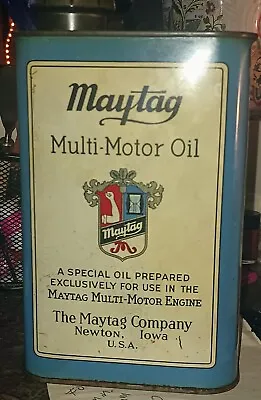  Vintage Maytag Multi-motor Oil Tin / Can 1 Quart Newton Iowa (a) • $50