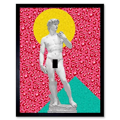 Statue David By Michelangelo Classic Abstract 80s Leopard Art Print Framed 12x16 • $23.49