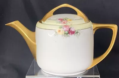 Vtg Art Deco Rosenthal Pink & Yellow Roses Selb/Bavaria Donatello Tea Pot 32 Oz. • $59